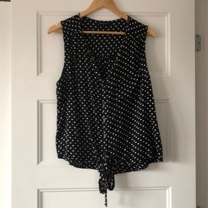 Polka Dot sleeveless blouse with knot tie detail - Size L
